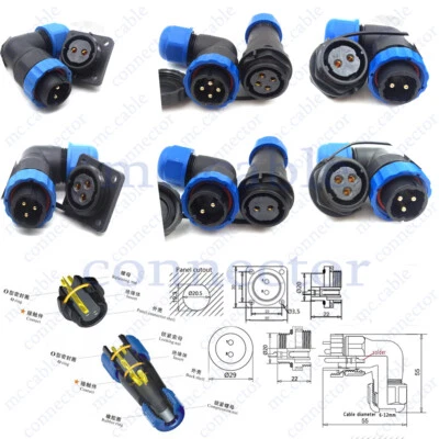 SD20 1-14 Pin Waterproof Connector, Aviation IP67 LED Male Plug Female Socket - Image 1 of 4