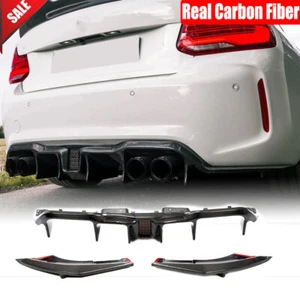 For BMW F87 M2 M2C Coupe 2016-2019 Real Carbon Rear Bumper Lip Diffuser W/LED - Picture 1 of 12