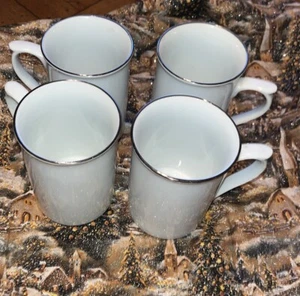 4er Set Gibson Everyday Tassen weiß mit Silberrand Kaffee/Tee neuwertig Neu - Bild 1 von 7
