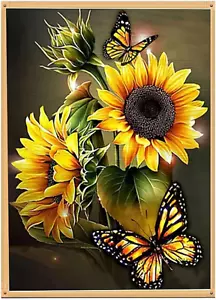 Sunflower Stamped Cross Stitch Kits - Needlepoint Counted Cross Stitch Kits for - Picture 1 of 12