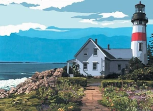Paint By Numbers Kit THE LIGHTHOUSE Painting Kit in Acrylic Frameless Landscape - Picture 1 of 12