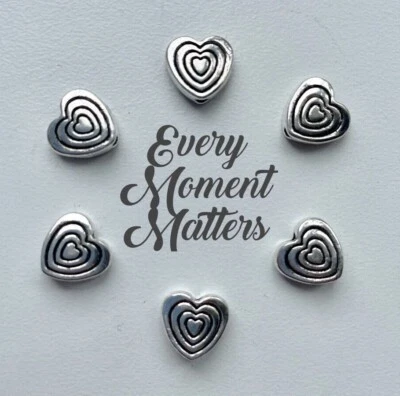 25 x Tibetan Silver HEART SPACER WITH HEART PATTERN 9mm Beads Charms Jewellery - Image 1 of 3