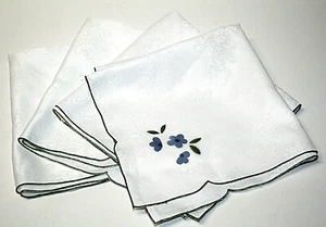4 servilletas de mesa blancas con aspecto de brocado de 16,75 pulgadas cuadradas azules verdes florales - Imagen 1 de 3