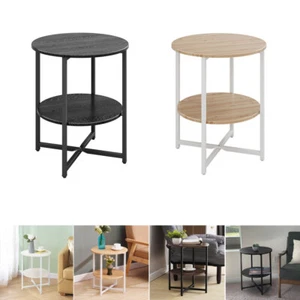 Round Bedside Table Cabinet Side End Coffee Tea Table Nightstand Storage Shelf - Picture 1 of 26