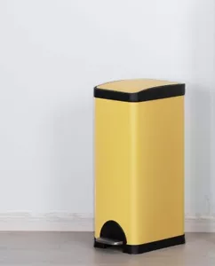 Ochre Slim Kitchen Pedal Bin, Rubbish Bin 30L with Soft-Close Lid - Yellow - Picture 1 of 5