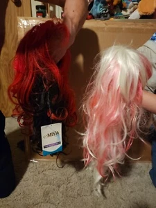 Lot Of 2 Miya Wave Lace Front Wig Tangle Free Pink White Red Black - Picture 1 of 12