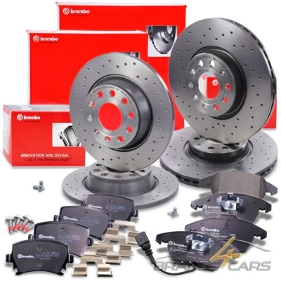 BREMBO SPORT-BREMSSCHEIBEN+BREMSBELÄGE VORNE+HINTEN FÜR AUDI SEAT SKODA VW - Bild 1 von 4