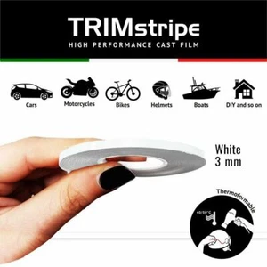 WHITE AUTOMOTIVE MOTORCYCLE TRIM PINSTRIPE 3mm x 10mt REFLECTIVE VINYL SELF ADH - Imagen 1 de 5