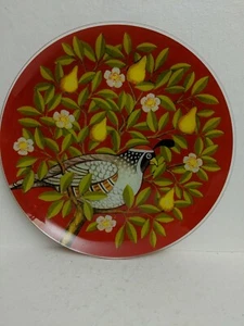 Vintage 13" Glas Servierplatte mit Birnen, Blumen & Bob weiß - Bild 1 von 12