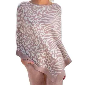 Nuovo poncho BAREFOOT DREAMS CozyChic ultra leggero rosa sbiadito animale top taglia unica - Foto 1 di 10