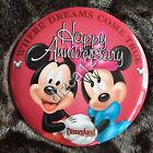 Disney Button Disneyland Happy Anniversary RETIRED VERY OLD Button