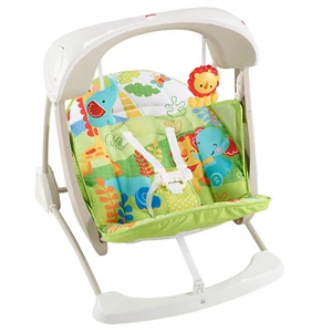 Columpio para bebé Fisher-Price 2 en 1 balancín para bebé Swing Nest cuna en la selva tropical melodías - Imagen 1 de 6