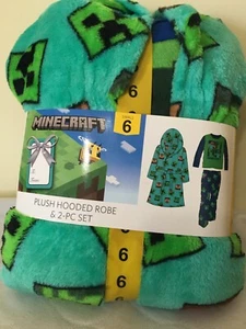 New Minecraft Plush Hooded Robe and 2-PC Fleece pajama set PJ Set Boy 6 - Picture 1 of 5