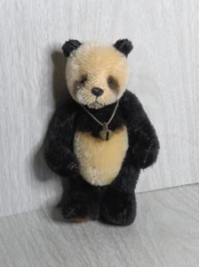 De Colección Mary Ann Wills Oso Panda Mohair Gamuza Pies Jingle Bell Ojos de Vidrio 6" LEER - Imagen 1 de 14
