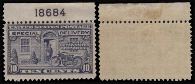 SAVOYSTAMPS-USA STAMPS-1922 Special Delivery-Top Plate Number -Scott E12 OG MH - Image 1 of 3