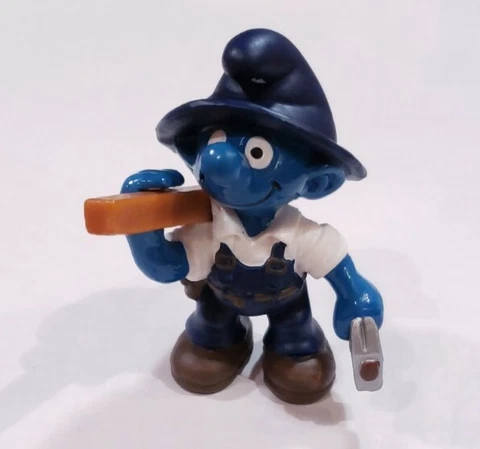 Smurfs 20471 Carpenter Handy Smurf Rare Vintage Figure Toy Figurine Peyo Cover