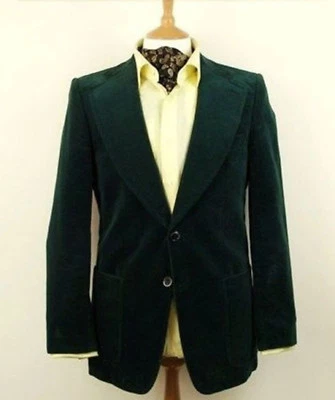 Abrigo Blazer Chaqueta Para Hombres Terciopelo Verde Diseñador Novios Boda Fiesta Ropa Informal  Foto 1 de 2