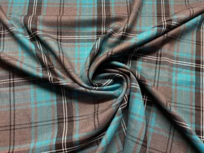 Tartan Écossais Carreaux Tissu Matière Design 53 Turquoise Gris - Photo 1/3
