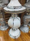 60Cm Italian End Table Mirrored Crystal Side Table Sparkly Lady White F053