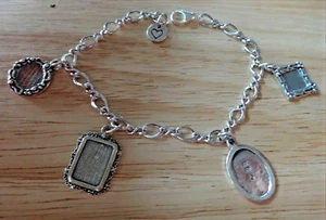 7.75" Sterling Silver 14gram Engravable 4 Fancy Picture Frame Bracelet - Imagen 1 de 9