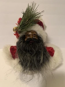 African American Santa Claus Head Christmas Tree Ornament Ashland NWT - Picture 1 of 4