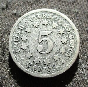 OLD COIN 5 CENTS 1868 "SHIELD NICKEL" UNITED STATES OF AMERICA (M)