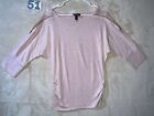 By & By Soft Pink Top Size L  Short Sleeve Lace And Zip Detail On Shoulders