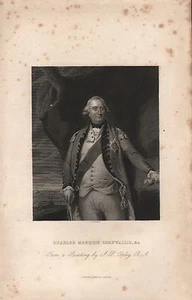 1858 BRITISH EMPIRE INDIA PRINT ~ CHARLES MARQUIS CORNWALLIS etc ~ PORTRAIT - Imagen 1 de 2