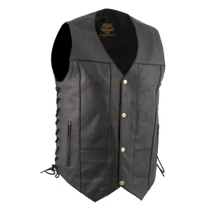 Chaleco de motocicleta para hombre clásico con cordones laterales negro 10 bolsillos chaleco LKM3787 - Imagen 1 de 1