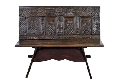 19TH CENTURY VICTORIAN CARVED OAK BENCH - Image 1 of 4