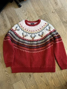 Suéter Jersey F&F Rojo Fair Isle Estampado Navidad Reno Talla Uk 16 - Imagen 1 de 11