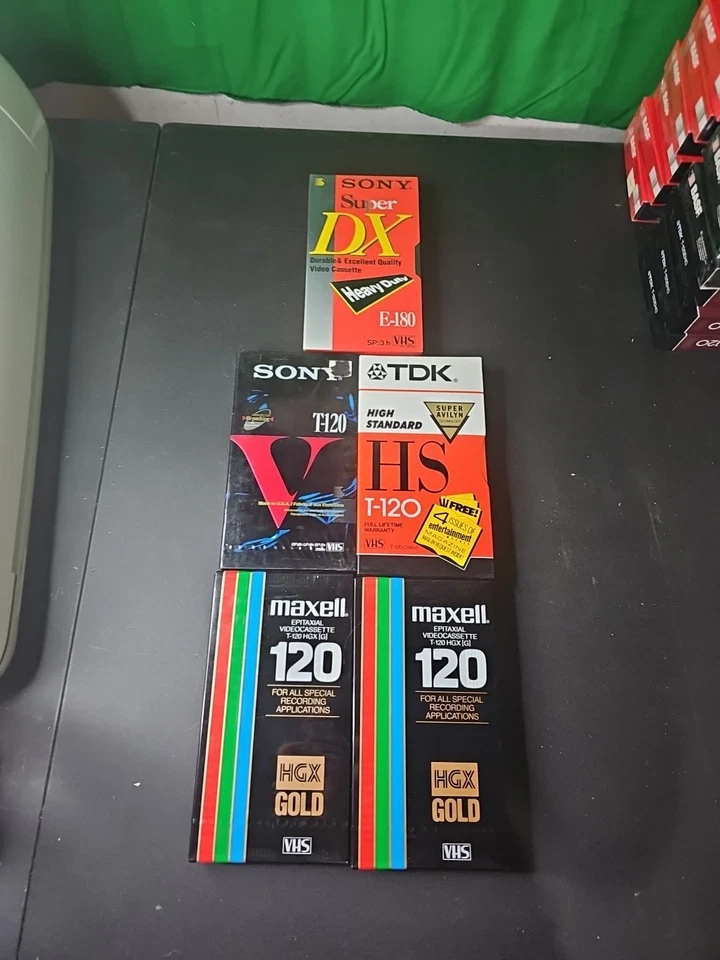 Новый пустой VHS T-120 и E-180 смешанный лот из 5 - Изображение 1 из 1