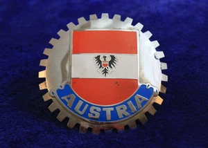 Chrome Austria Grille Badge Bumper Topper Sign Emblem Flag Porsche Audi - Picture 1 of 8