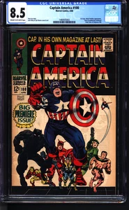 Captain America #100 (1968) CGC 8.5 -- 1. Ausgabe (Fortsetzung von ToS) Black Panther - Bild 1 von 2