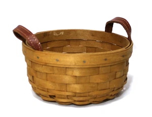 Longaberger Korb 6,5" rund mit Ledergriffen - Bild 1 von 5