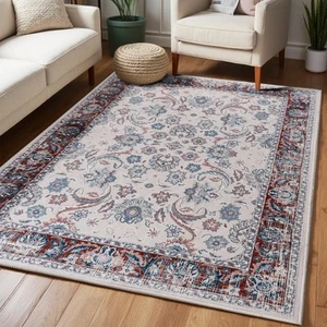 Area Rugs 4x6 Washable Non-Slip Kid & Pet Friendly Living Room Carpets Vintag... - Picture 1 of 8
