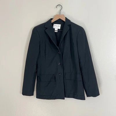 Chaqueta Blazer Oscar by Oscar de la Renta Negra Mezcla Algodón Para Mujer Talla 8 Foto 1 de 4