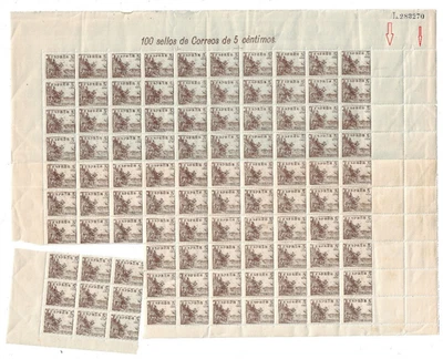 Spain: 1936; Sheet complete Quijote, with variety blank line, MNH, EBES122 - Image 1 of 2