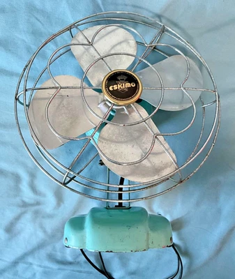 Vintage/Pre-Owned*Eskimo Blue/Teal Table Fan*Clean*Tested & Working - Image 1 of 4