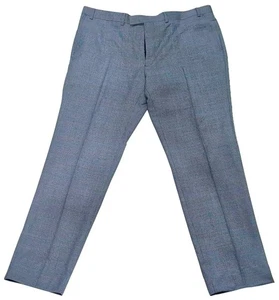Marks & Spencer Herren 100 % Wolle Luxus maßgeschneiderte Passform blau weiß Hose Größe 40" - Bild 1 von 2