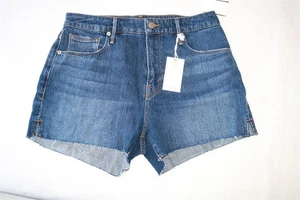Good American – blaue Damenjeans-Shorts abgeschnitten roher Saum – Größe 8 neu mit Etikett - Bild 1 von 2