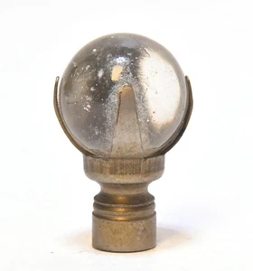 VINTAGE CLEAR GLASS MARBLE DECORATIVE LAMP FINIAL 1/4 THREAD - Picture 1 of 3