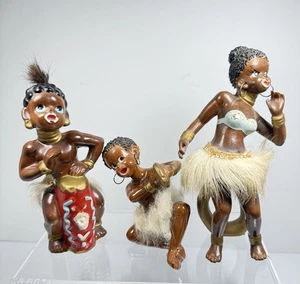 Vintage Ucagco African Native Figurines Japan Playing instruments Hula Dancer - Picture 1 of 10