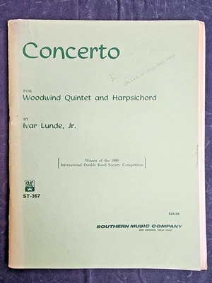 Ivar Lunde Jr Concerto for Woodwind Quintet & Harpsichord - Score and Parts - Image 1 of 4