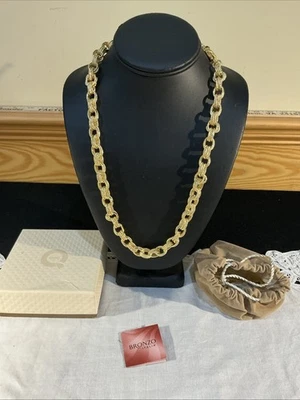 Bronzo Italia Gold Plated Bronze Large Rope Chunky Textured Rolo Chain Necklace - Image 1 of 4