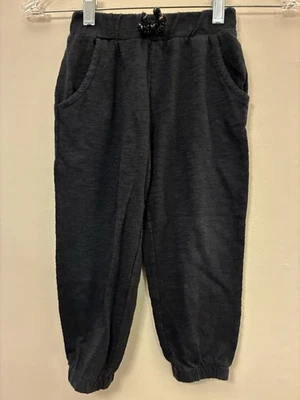 Gymboree Kids Girls Solid Black Metallic Bow Cotton Blend Pull On Jogger Pants 4 - Image 1 of 4