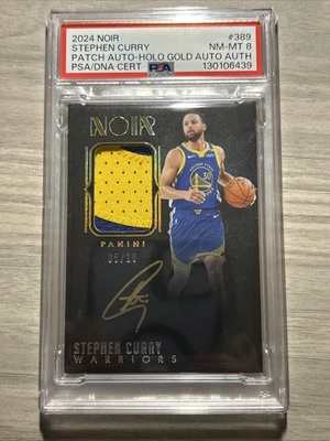2024-25 Noir Stephen Curry Juego Usado Parche en Tarjeta Auto Holo Dorado/10 PSA 8 Foto 1 de 2