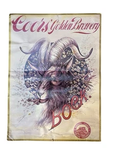 Cartel de colección Coors Golden Brewery Bock Cerveza Ram Cabra Decoración Hombre Cueva *LEER* - Imagen 1 de 6