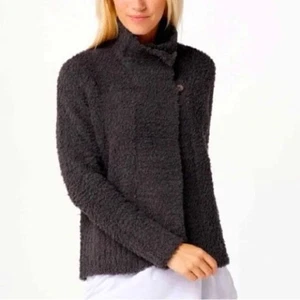 Barefoot Dreams CozyChic Funnel Neck Cardigan Sweater Womens Large Green - Picture 1 of 7