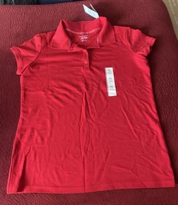 Girls' Short Sleeve Pique Uniform Polo Shirt - Cat & Jack Red XXL 18 - Picture 1 of 3